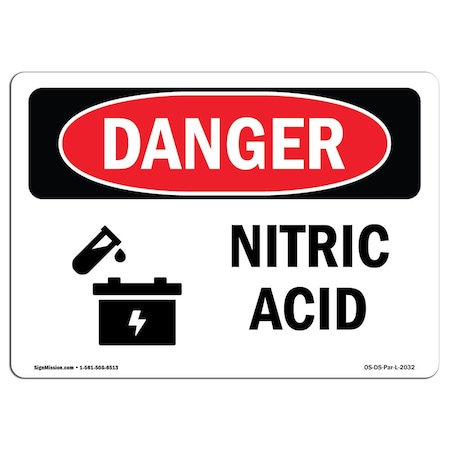 Signmission Safety Sign, OSHA Danger, 7" Height, 10" Width, Aluminum, Nitric Acid, Landscape OS-DS-A-710-L-2032